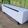 Modern White TV Stand with Storage & Metal Legs thumb 0