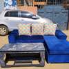 Blue Sectional Sofa with Chaise Lounge & Cushions thumb 2