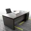 Modern Office Desk Dark Wood with Storage Cabinet thumb 1