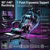 Gaming Chair; Ergonomic with Footrest, Reclining, Black thumb 4