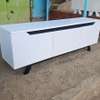 Modern White TV Stand with Storage & Metal Legs thumb 1