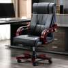 Executive Chair: Leather Chair With Wooden Armrests & Base thumb 3