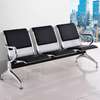 Durable 3-Seat Black Metal Bench with Padded Seats thumb 0