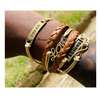 Brown Leather bracelet with cardholder thumb 1