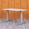 Office desk: Height adjustable officewooden table- manual thumb 2