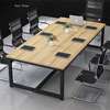 Brown Wooden Rectangular Metal Framed Conference Table thumb 8