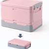 Foldable storage box home organizer with lid - Pink thumb 1