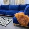 L shape sofa with bouncy cushions and lower wooden skirting thumb 3