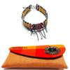 Womens Brown Maasai Clutch with choker necklace thumb 0