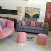 Modern five seater(3+2) pink and grey sofa set thumb 2
