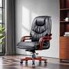 Executive Leather Adjustable Wooden Swivel Office Chair thumb 6