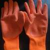 Orange latex rubber coated gloves, cut resistance. thumb 1