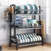 High quality heavy duty 3 tier dish rack with cutlery holder thumb 0