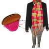 Womens Pink sisal kiondo with maasai scarf thumb 0