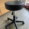 Black Leather-Metal Based Adjustable Round Backless Barstool thumb 4