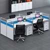 Office desk: White four seater straight workstation thumb 0