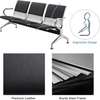 Durable 3-Seat Black Metal Bench with Padded Seats thumb 4