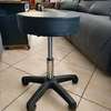 Black Leather-Metal Based Adjustable Round Backless Barstool thumb 3