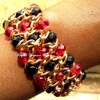 Ladies Red Crystal Necklace & chain Bracelet Combo thumb 1