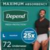Depend Fresh Protection Adult Diapers, Men, 72 pack thumb 2