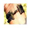Black Leather Bracelet with cardholder thumb 1