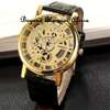 Unisex Gold Tone skeleton  watch with  African box thumb 3