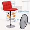 Red Velvet Leather Swivel Barstool with Backrest thumb 0