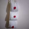 Handmade Crochet Tissu Holder White with Red Buttons thumb 2