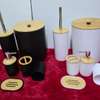 6 in luxury bathroom accessories set with bamboo lid thumb 1