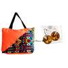 Womens Orange canvas ankara bag with earrings thumb 3