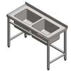 stainless steel double bowl sink. thumb 2