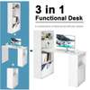 Modern White Computer Desk with Storage Bookshelves thumb 1