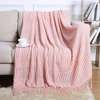 Knitted throw blankets with tassel thumb 3