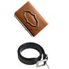 Mens Brown Leather cardholder and belt thumb 0