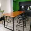 Modern Industrial Dining Table Set with 4 Cushioned Stools thumb 2