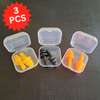 3 Silicone Ear Plugs With Plastic Box Reusable Hearing thumb 0
