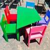 Colorful Kids Table Set Hexagonal 6 Chairs Foldable thumb 6