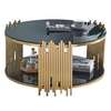 Round Black Gold Framed Coffee Table with Storage thumb 4