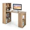 Modern Brown Computer Desk with Storage Bookshelves thumb 2