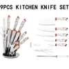 Kitchen Knife 9pcs Acrylic Knife Holder Stainless Steel thumb 0