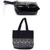 Womens Denim ankara handbag with black coin purse thumb 0