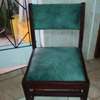 2 chairs made of solid mvuli and green velvet re-upholstered thumb 0