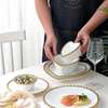 30pc nordic classic dinner set with gold rim. thumb 1