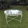 Glass Table Round Antique Wrought Iron Garden French Style thumb 0