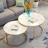 2 Piece White Marble Top Coffee Table thumb 0