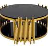 Round Black Gold Framed Coffee Table with Storage thumb 8