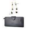 Womens Black Leather wallet and earrings thumb 4