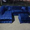 Blue chesterfield L shaped six seater sofa/modern sofas/tufted L shaped sofas thumb 2