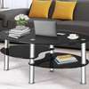 Luxury Two-Tier Oval Glass Home Office Coffee Table thumb 1