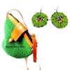 Women Green medium sisal kiondo with beaded earrings thumb 0